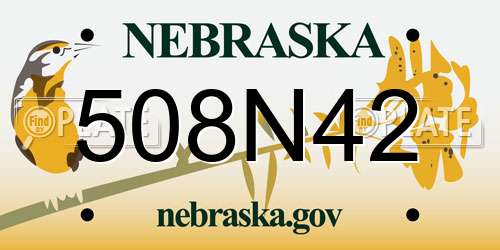 508N42 Nebraska License Plate
