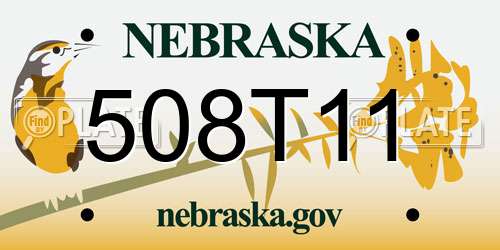 508T11 Nebraska License Plate
