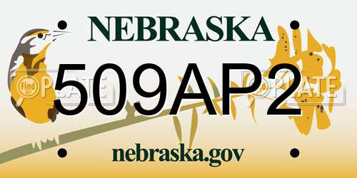 509AP2 Nebraska License Plate
