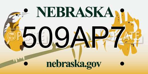 509AP7 Nebraska License Plate
