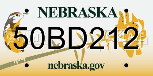 50BD212 Nebraska License Plate