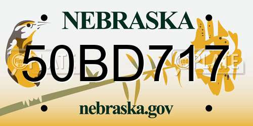 50BD717 Nebraska License Plate