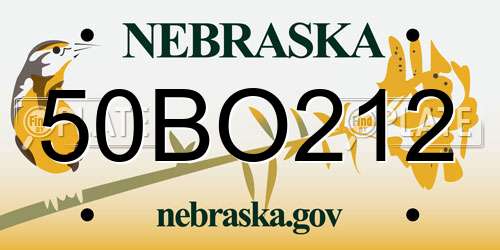 50BO212 Nebraska License Plate