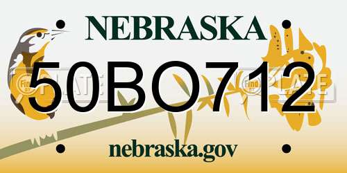 50BO712 Nebraska License Plate