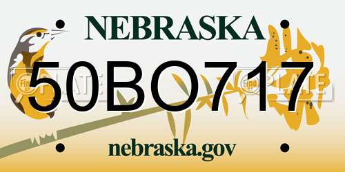 50BO717 Nebraska License Plate