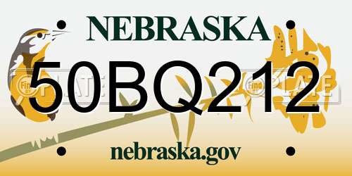 50BQ212 Nebraska License Plate