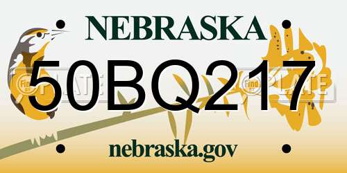 50BQ217 Nebraska License Plate