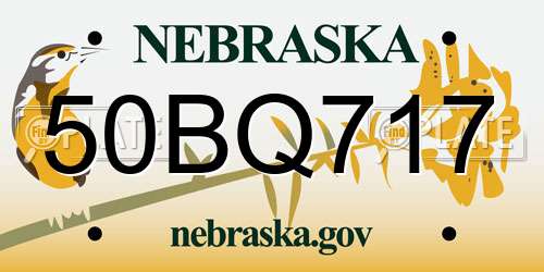 50BQ717 Nebraska License Plate