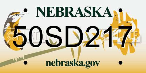 50SD217 Nebraska License Plate