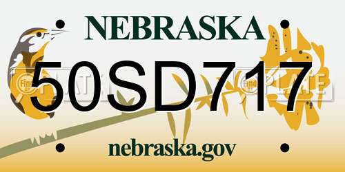 50SD717 Nebraska License Plate