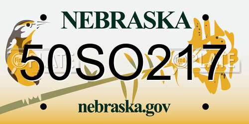50SO217 Nebraska License Plate