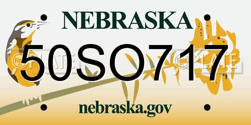 50SO717 Nebraska License Plate