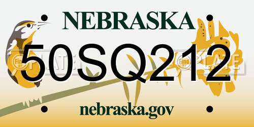 50SQ212 Nebraska License Plate