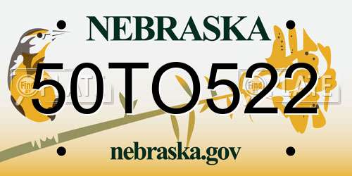 50TO522 Nebraska License Plate
