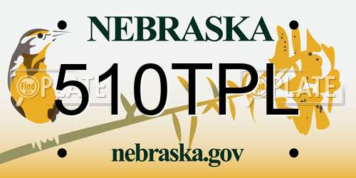 510TPL Nebraska License Plate