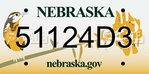 51124D3 Nebraska License Plate