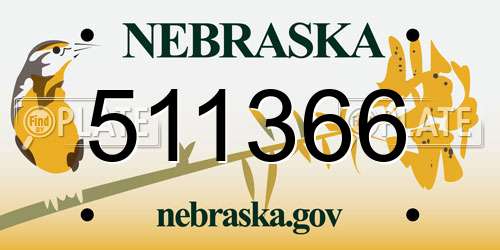 511366 Nebraska License Plate