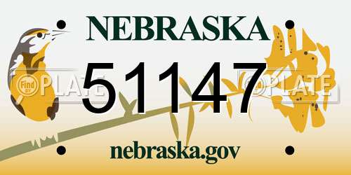 51147 Nebraska License Plate