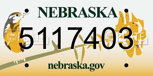 5117403 Nebraska License Plate