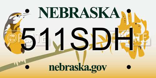 511SDH Nebraska License Plate