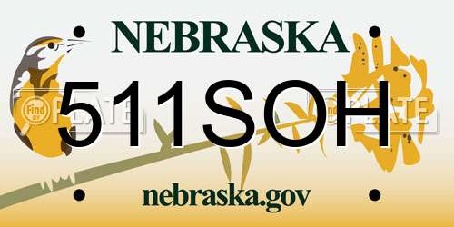 511SOH Nebraska License Plate