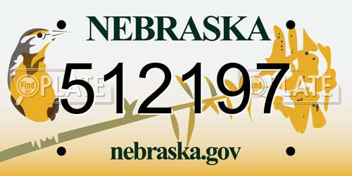 512197 Nebraska License Plate