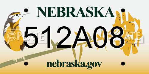 512A08 Nebraska License Plate