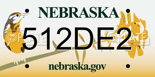 512DE2 Nebraska License Plate
