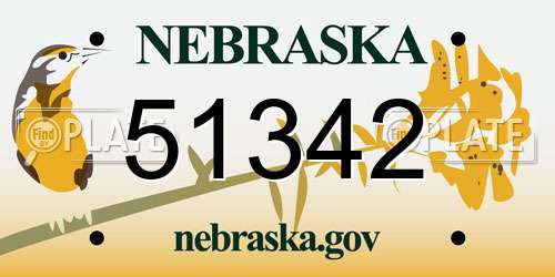 51342 Nebraska License Plate