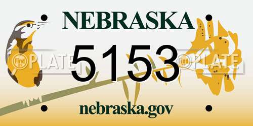 5153 Nebraska License Plate