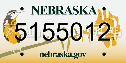 5155012 Nebraska License Plate