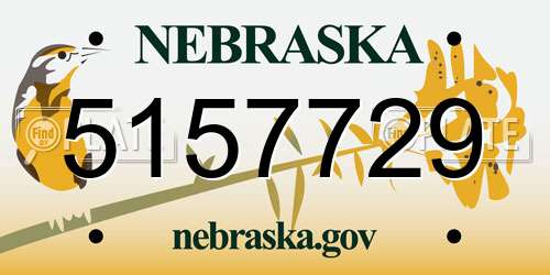 5157729 Nebraska License Plate