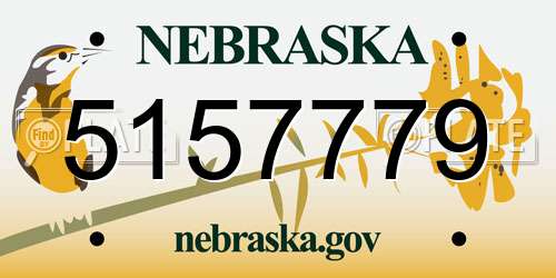 5157779 Nebraska License Plate