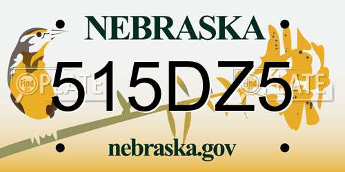 515DZ5 Nebraska License Plate