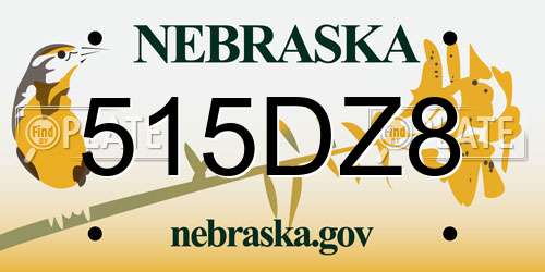 515DZ8 Nebraska License Plate