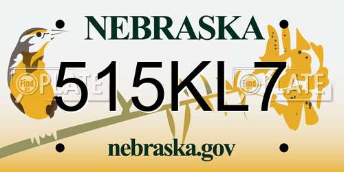 515KL7 Nebraska License Plate