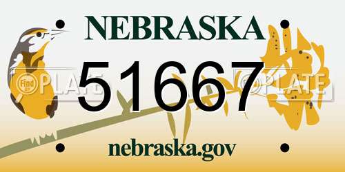 51667 Nebraska License Plate