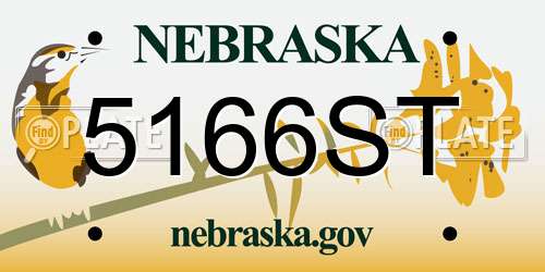 5166ST Nebraska License Plate