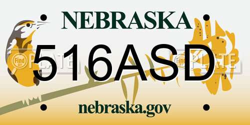 516ASD Nebraska License Plate