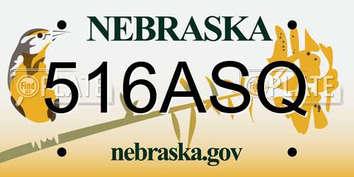 516ASQ Nebraska License Plate