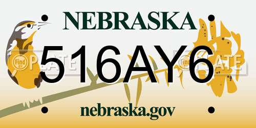 516AY6 Nebraska License Plate