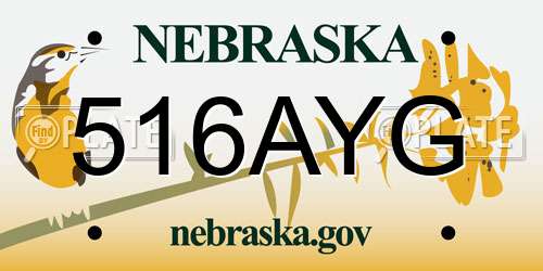 516AYG Nebraska License Plate