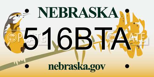 516BTA Nebraska License Plate