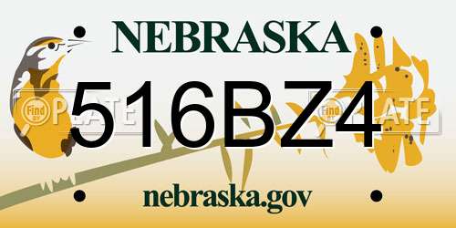 516BZ4 Nebraska License Plate