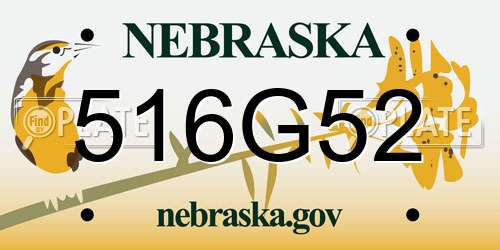 516G52 Nebraska License Plate