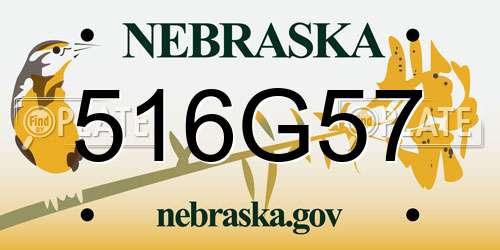 516G57 Nebraska License Plate