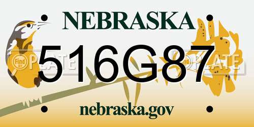 516G87 Nebraska License Plate