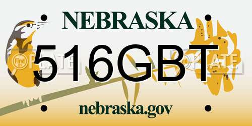 516GBT Nebraska License Plate
