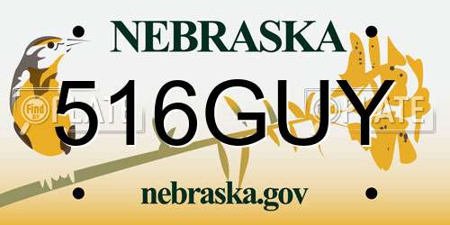516GUY Nebraska License Plate