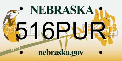 516PUR Nebraska License Plate